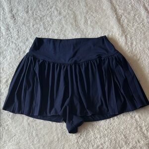 Aerie Offline Real Me Navy Blue Pleated Flowy High Rise Bike Activewear Shorts